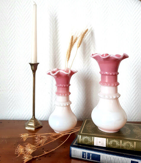 Pair of fairground opaline vases circa 1920