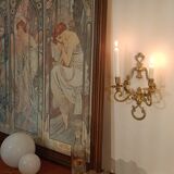 Pair of golden wall candle holders