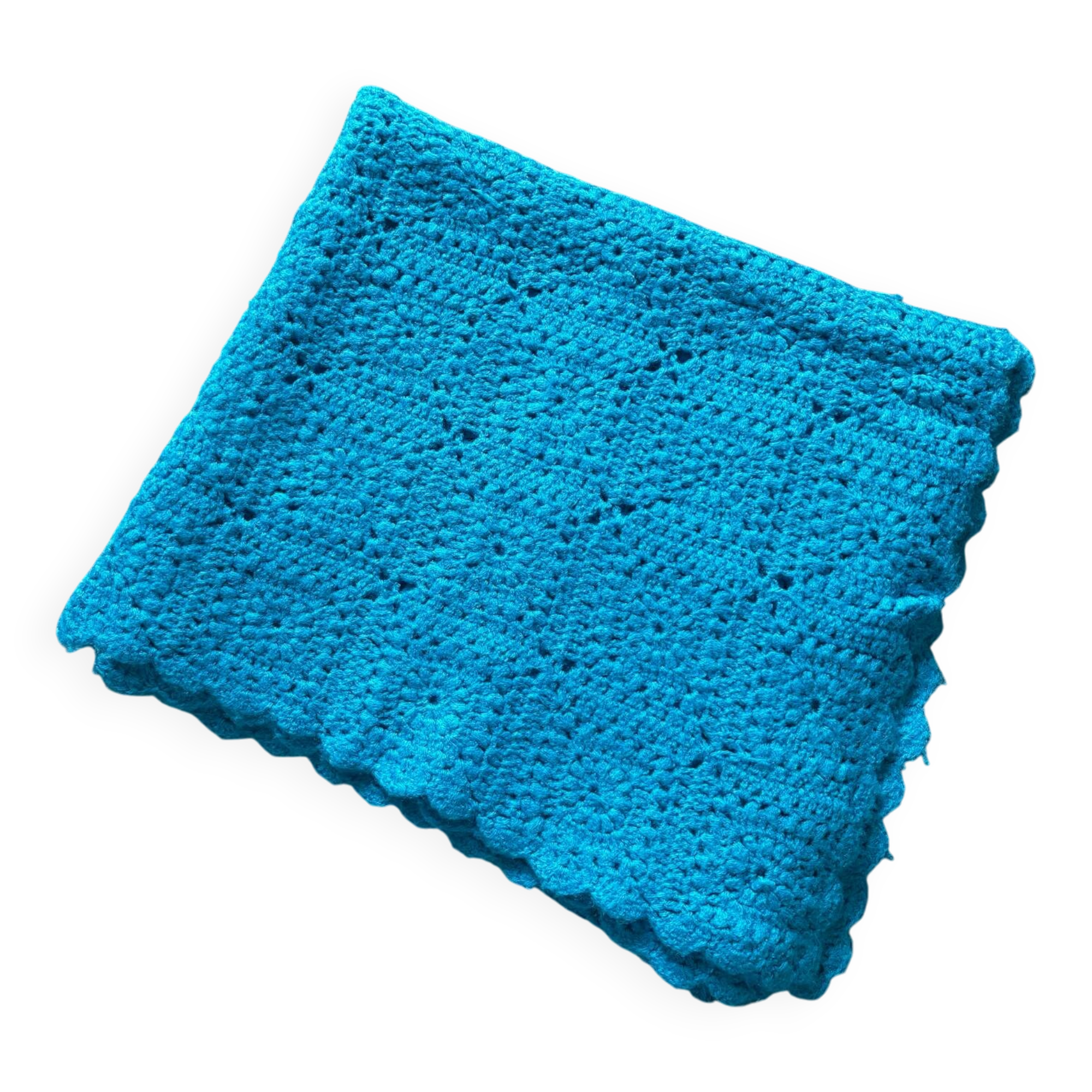 Vintage blue crochet granny blanket