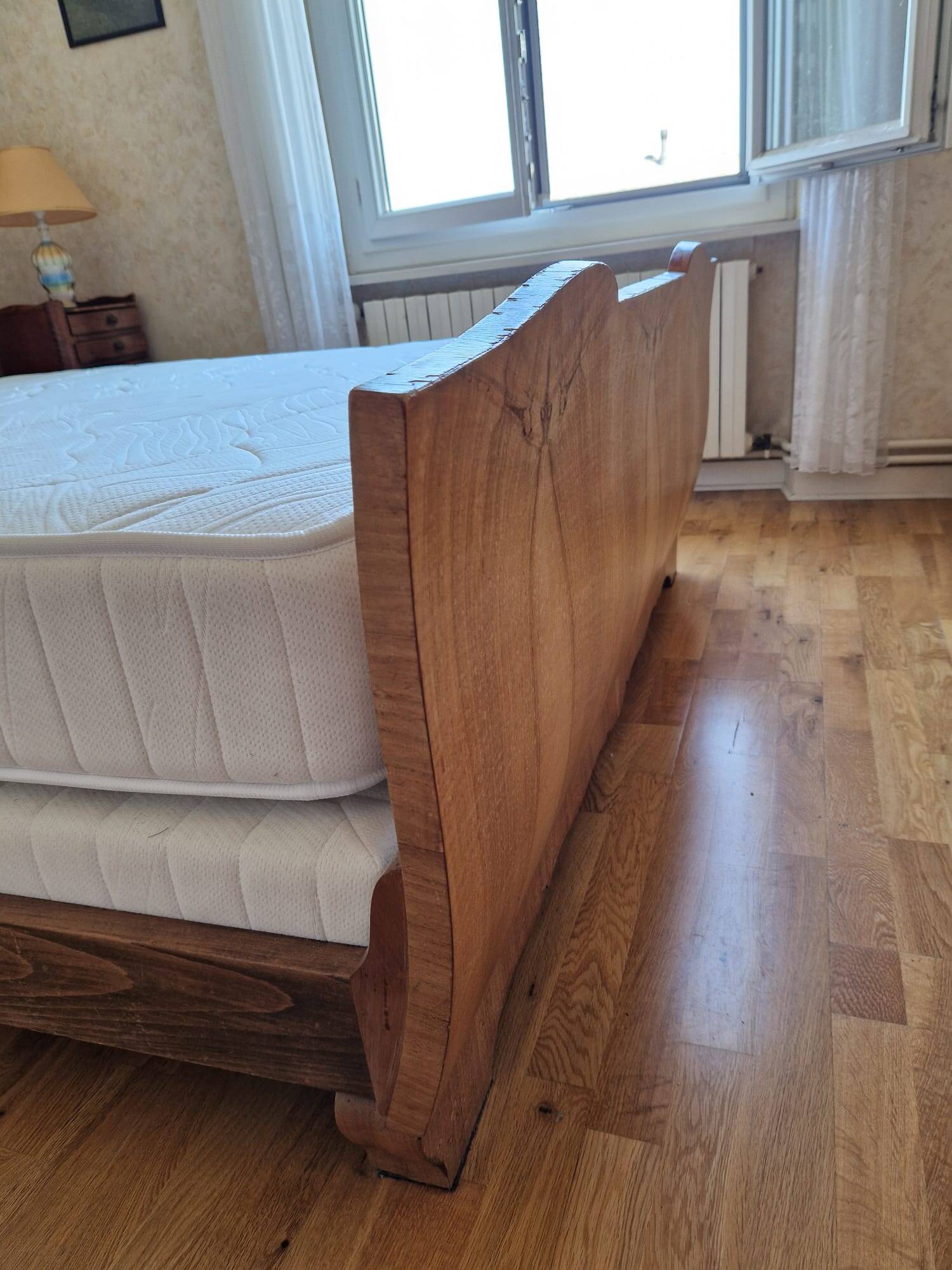 Flamed wood furniture from the 1940s, Art Deco style.