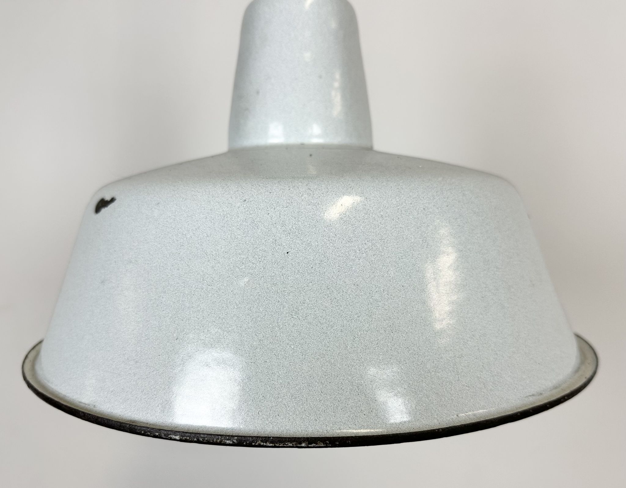 Industrial White Enamel Factory Lamp with Cast Iron Top, 1960s