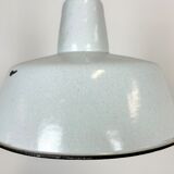 Industrial White Enamel Factory Lamp with Cast Iron Top, 1960s