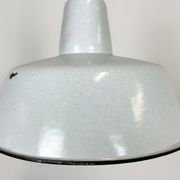 Industrial White Enamel Factory Lamp with Cast Iron Top, 1960s