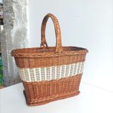 Wicker basket & woven scoubidou threads