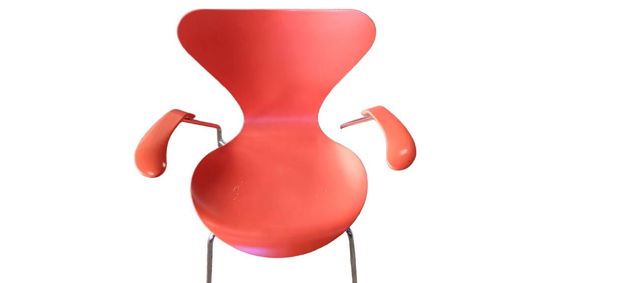 Designer office chair in compressed wood designed by Arne Jacobsen for Fritz Hansen, Denmark, 1982.