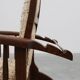 Arts & Craft oak armchair with spindle sides and tweed upholstery, Belgium