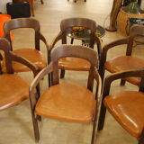 6 chairs design Bruno Rey, published by Dietiker and manufactured by the workshop "Stuhl aus Stein am Rhein