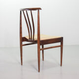 Chaises de salle à manger scandinaves à dossier fuseau en palissandre et revêtement blanc cassé