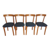 Set of 4 Calligaris Dining Chairs: Mid-Century Italian Design, Blue Fabric