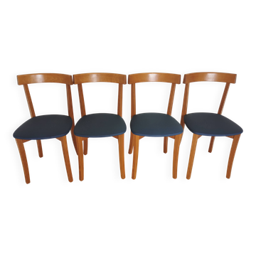 Lot de 4 chaises de salle à manger Calligaris : design italien du milieu du siècle, tissu bleu