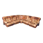 Mid-Century Modern Italian Leather Sectional Sofa by Ipe, Italy, 1970s, Set of 5