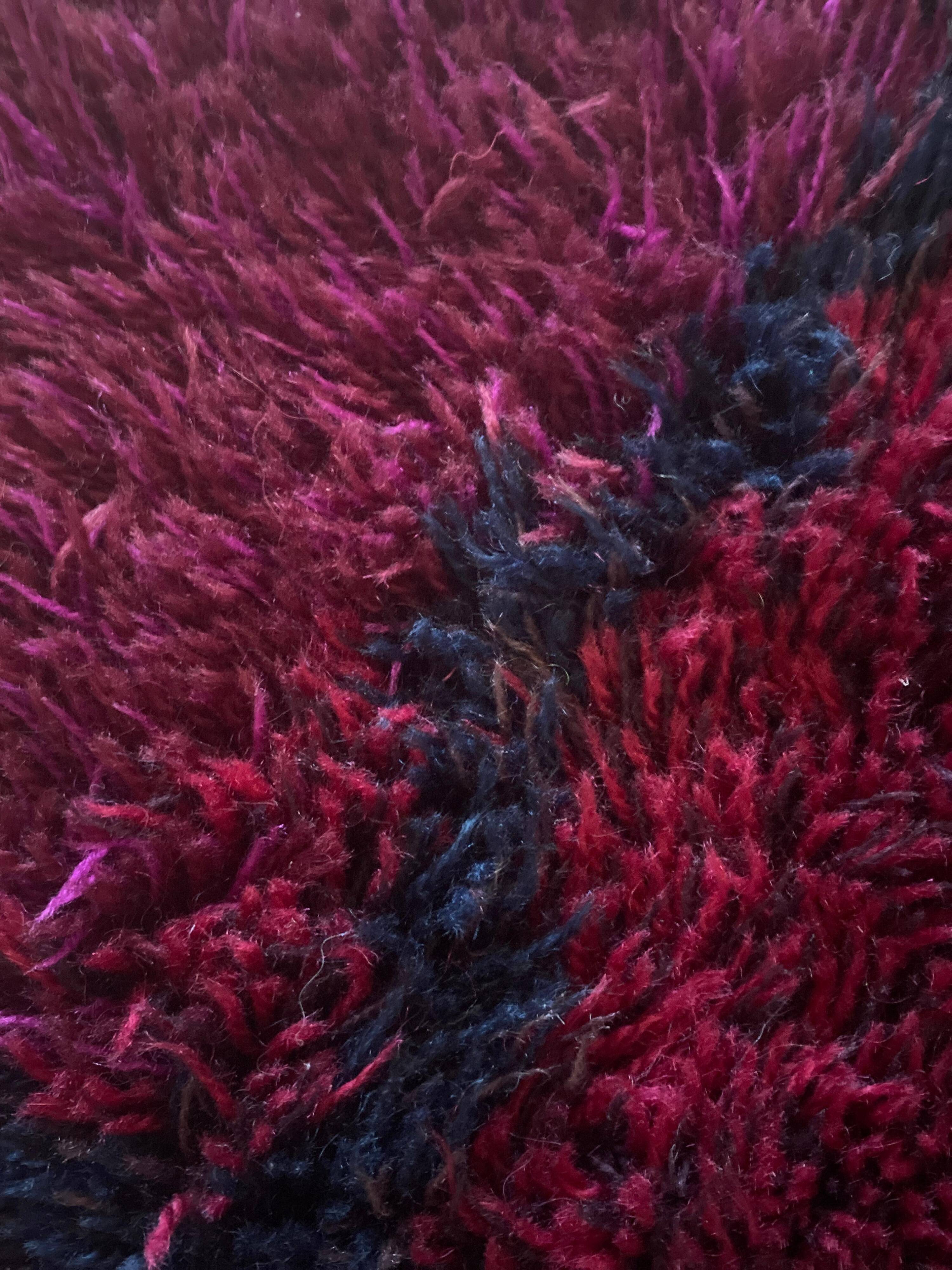 Mid-century Modern Bordeaux Red Rya Rug by Gull-Britt Johansson for NIAB, Sweden