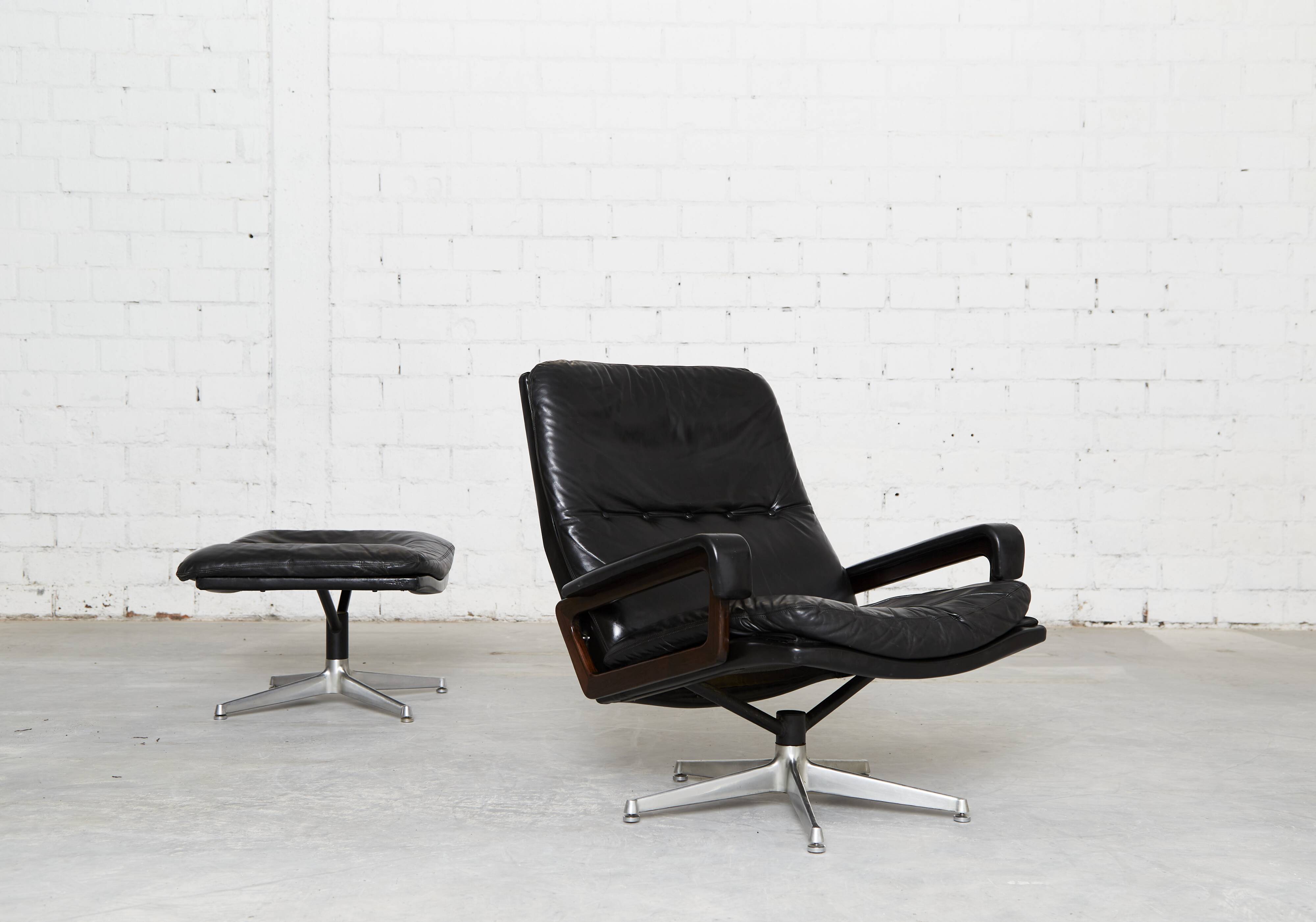 Vintage Lounge Chair & Ottoman by André Vandenbeuck for Strässle