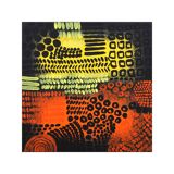Orange, black and yellow abstract acrylic painting on stretched canvas
