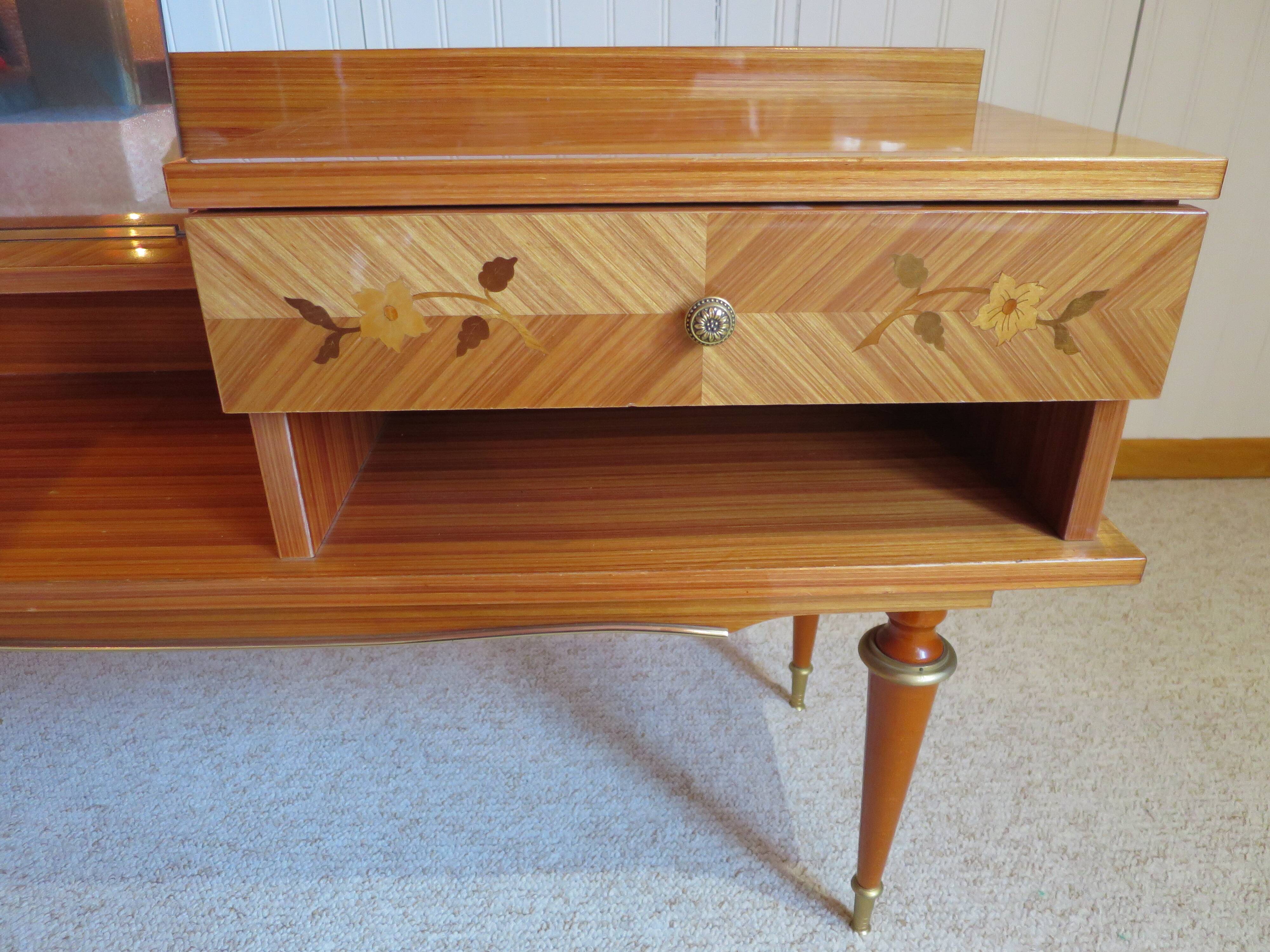 Console dressing table - hall furniture - drawer and mirror - 60s - vintage - modernist