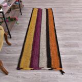 2x8 Purple Orange Kilim Runner Rug 71x24Cm