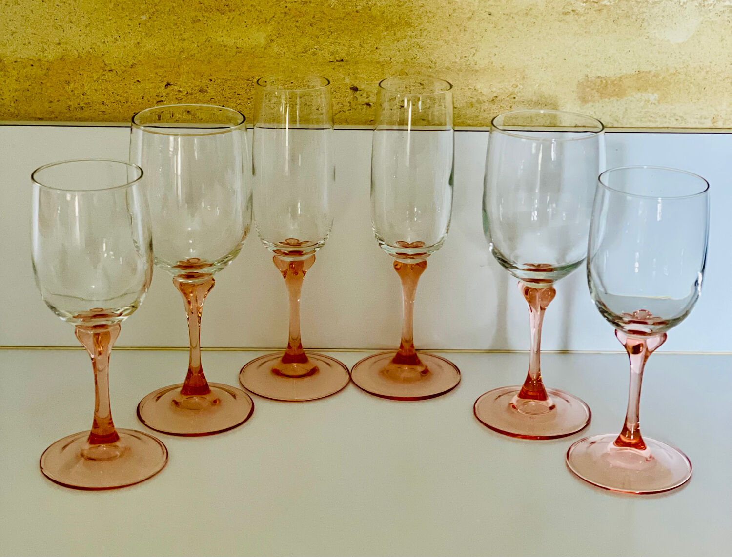Set of 6 two-tone pink stemmed glasses Luminarc Véronèse