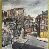 Original 1959 French Oil Painting on Canvas – Signed ‘El Juge’, Paris Scene