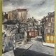 Peinture à l'huile sur toile originale française de 1959 – Signée « El Juge », Scène parisienne