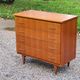 Chest of drawers from the 50s-60s in golden mahogany 4 drawers feet bobbin