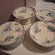 Service of 33 plates and compote dish Royat U&C Sarreguemines 1900 in blue ironstone.