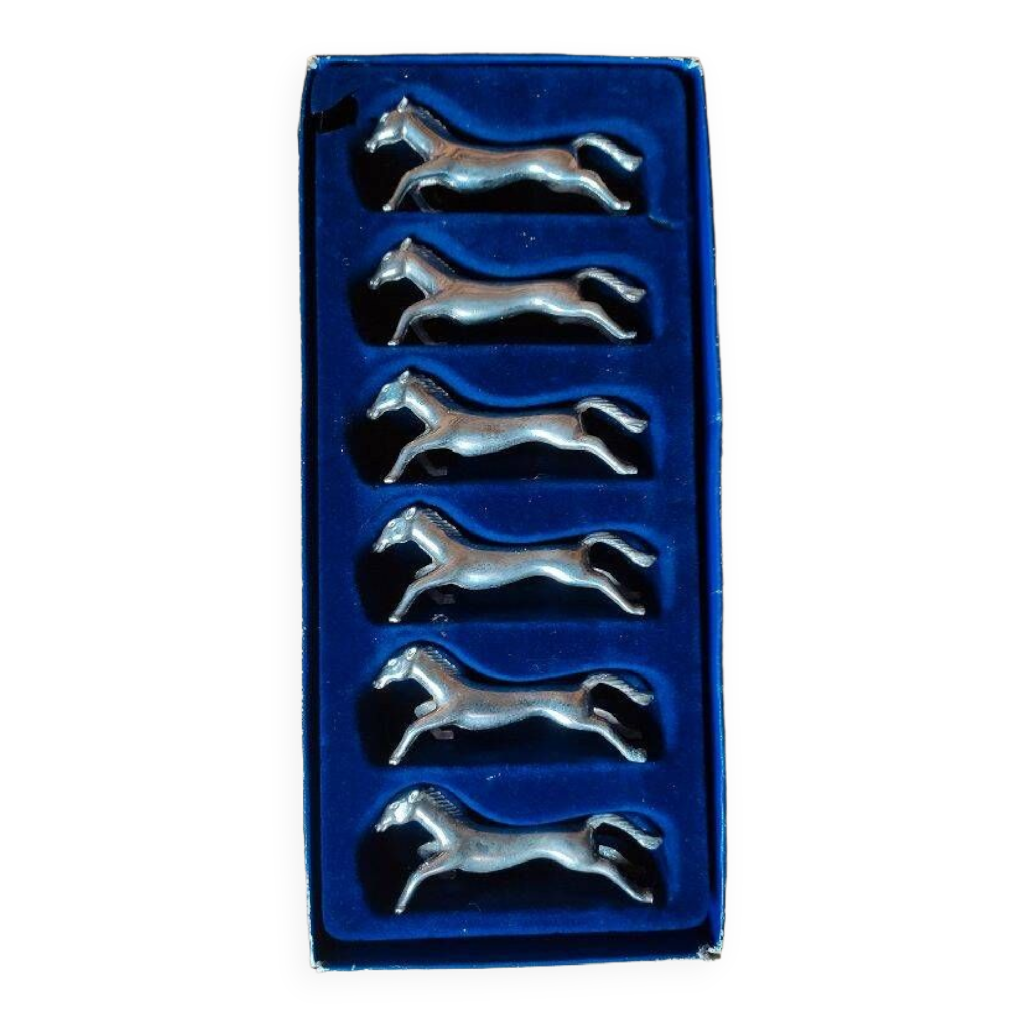 Silver metal knife holder Horses