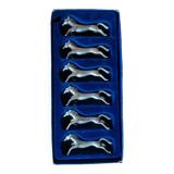 Silver metal knife holder Horses