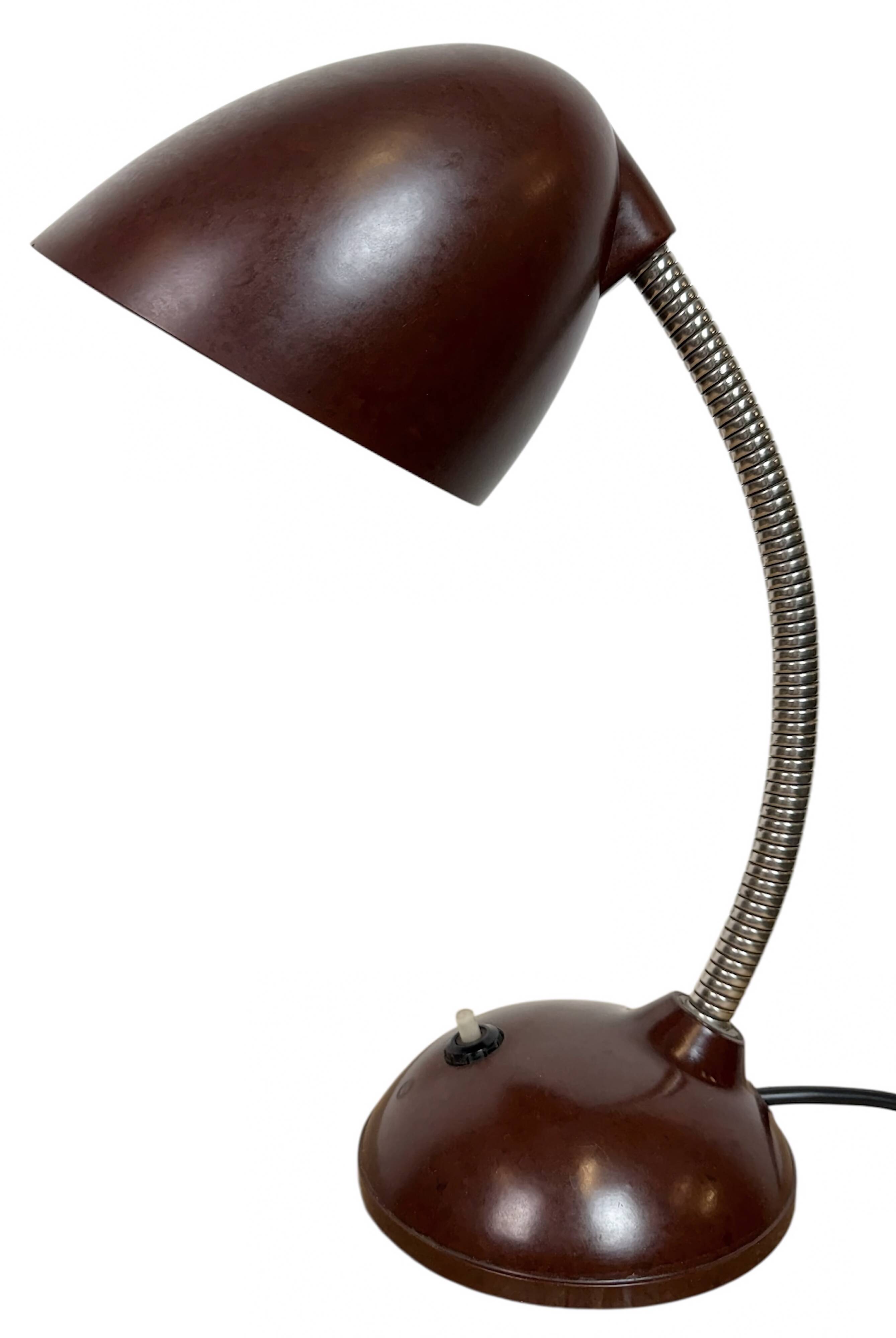 Vintage Brown Bakelite Gooseneck Table Lamp, 1950s