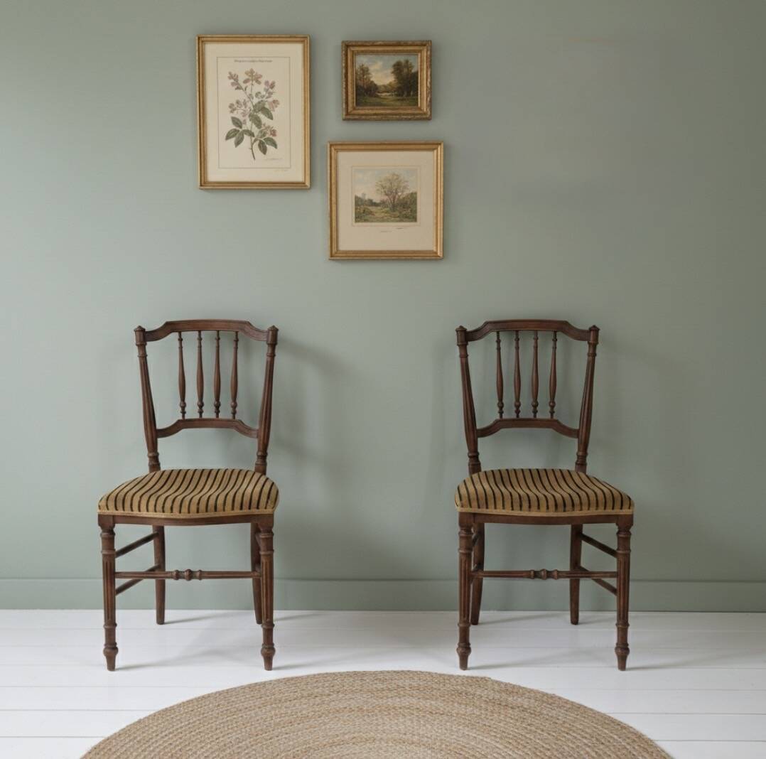 Pair of lovely Napoleon III / Louis XVI chairs - Striped velvet