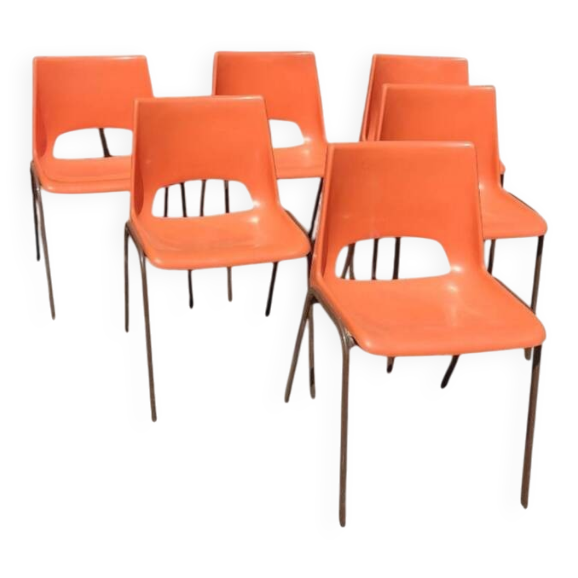 6 orange chairs