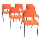 6 orange chairs