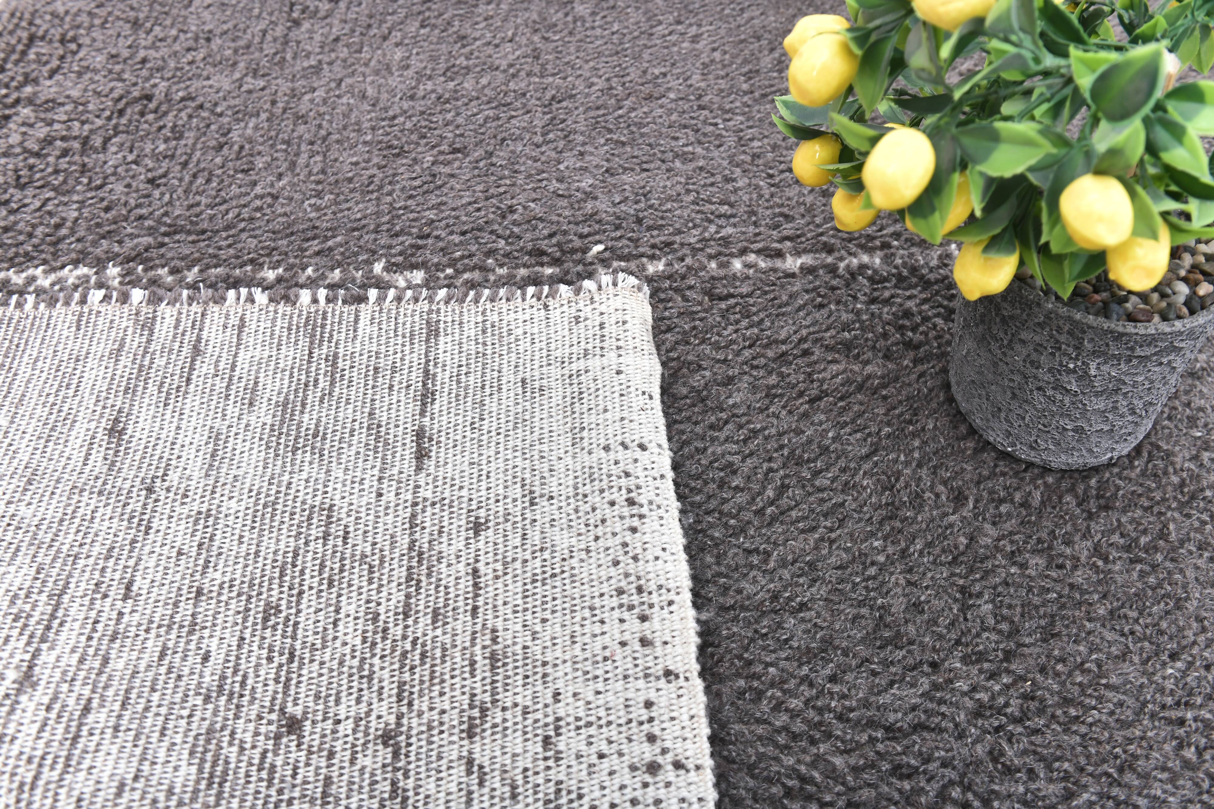 4x7 Soft Pastel Brown Wool Moroccan Rug, 128x211Cm