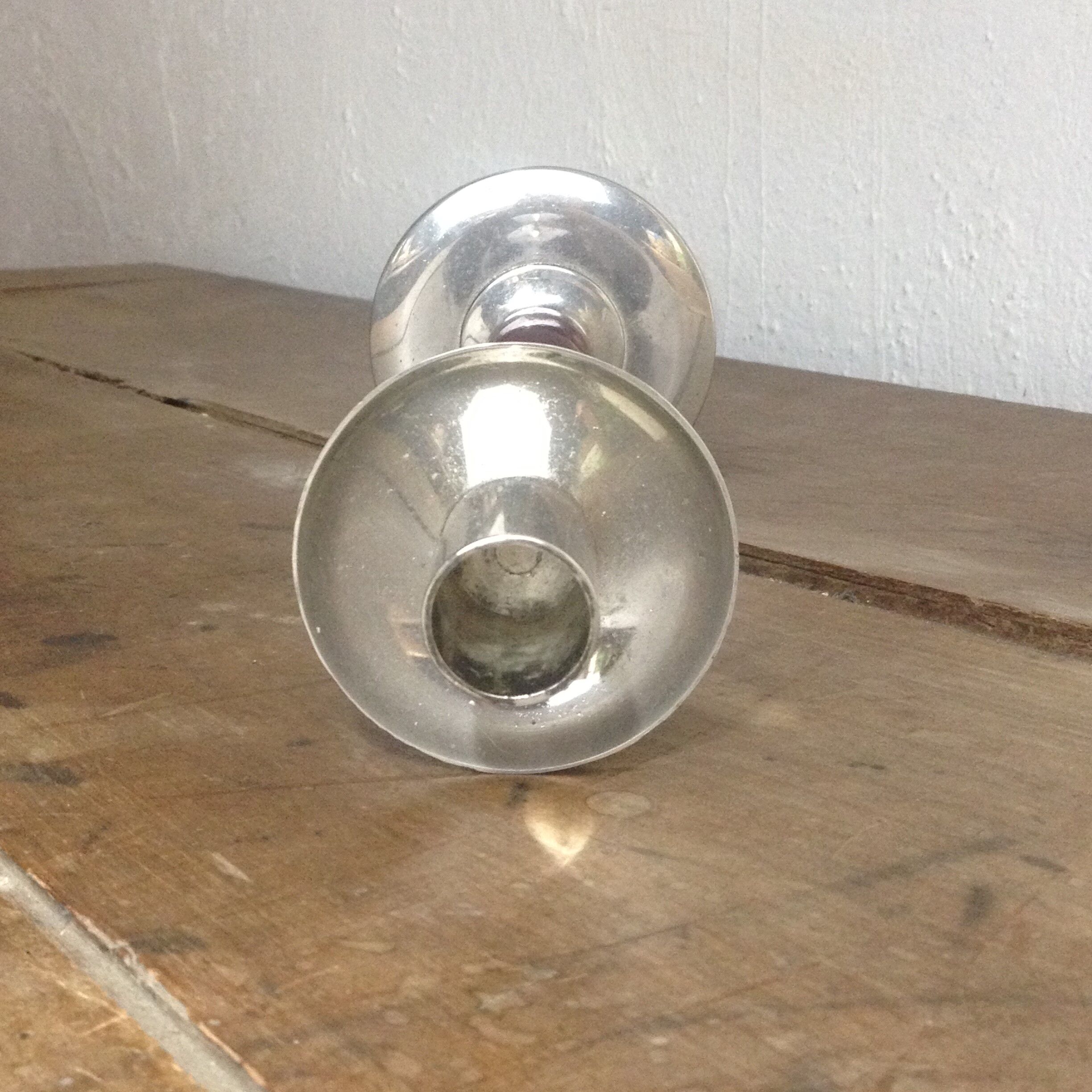 Scandinavian candlestick, wood and chrome