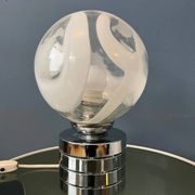 Mid-Century chrome desk lamp with glass shade