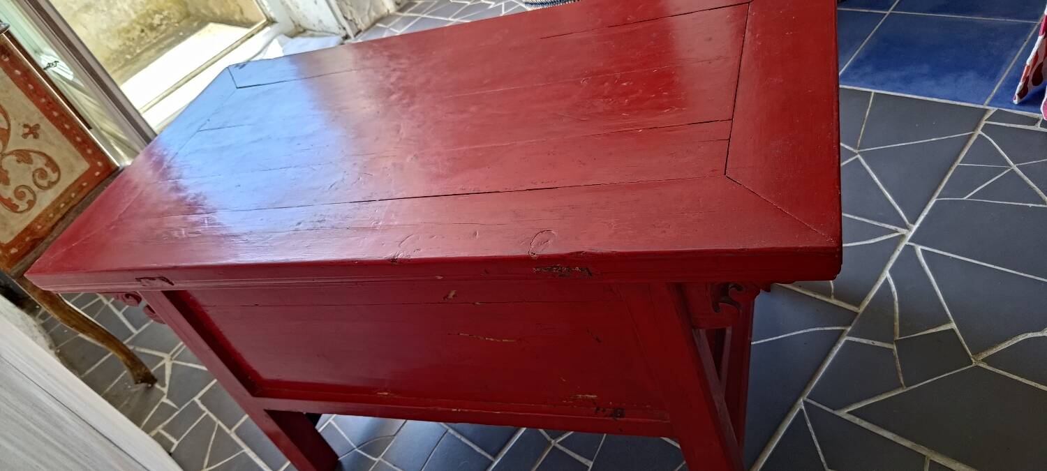 Red Chinese low cabinet