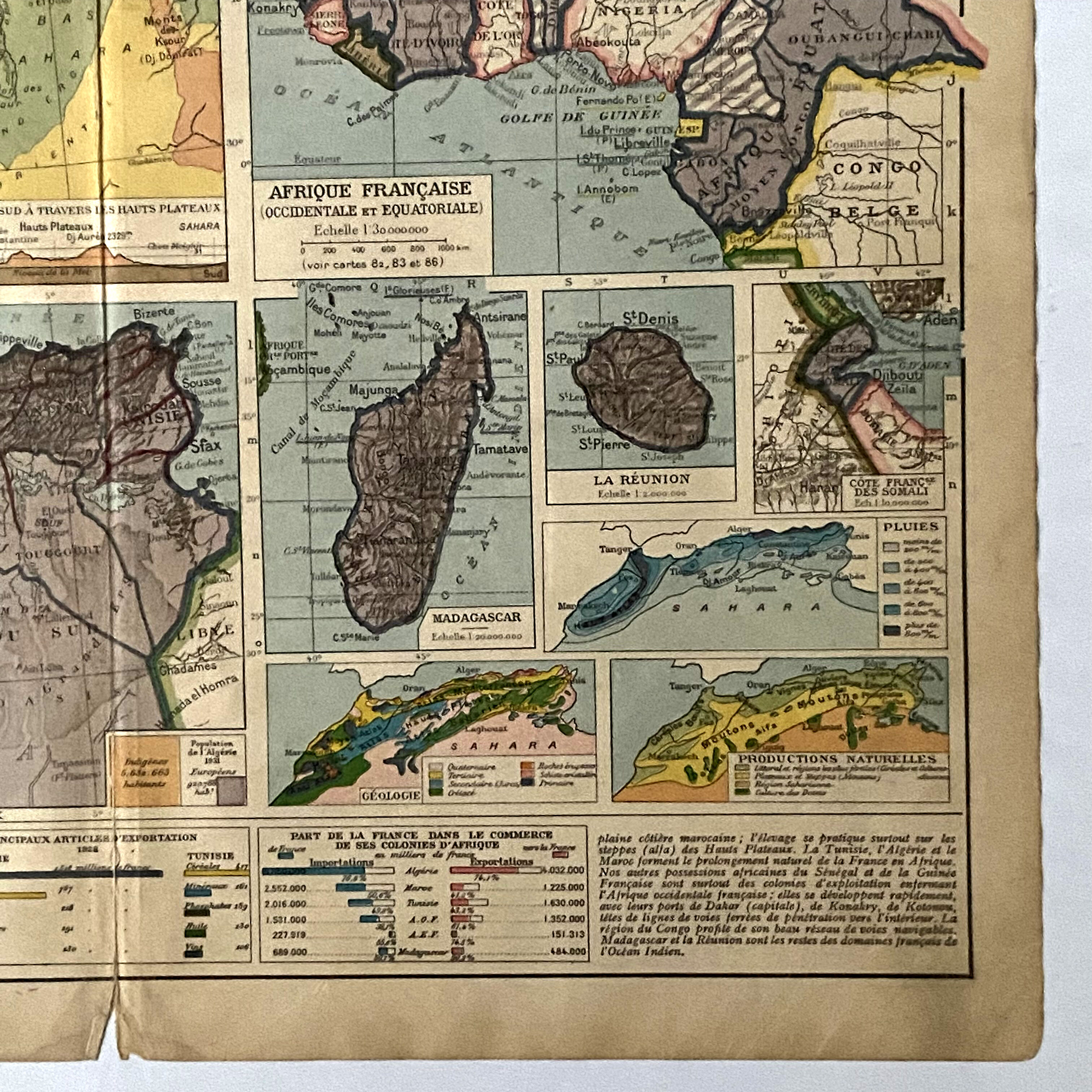 Carte "Colonies Françaises d'Afrique" 1930
