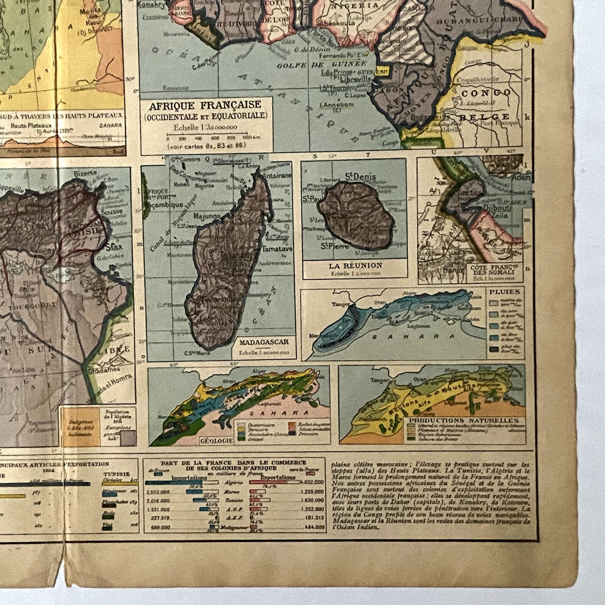Carte "Colonies Françaises d'Afrique" 1930