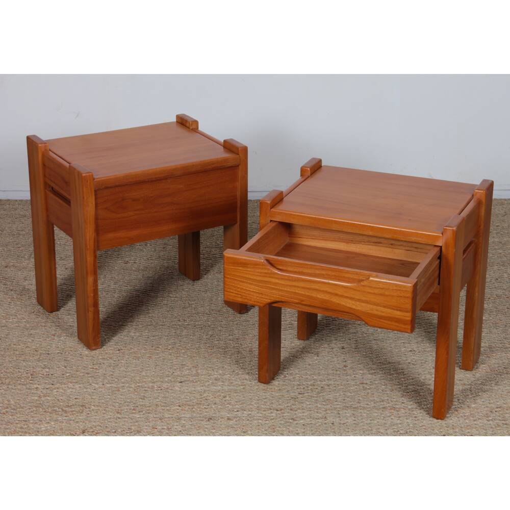 Pair of elm bedside tables for Maison Regain, 1970