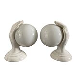 Set of two white ceramic hand sconces