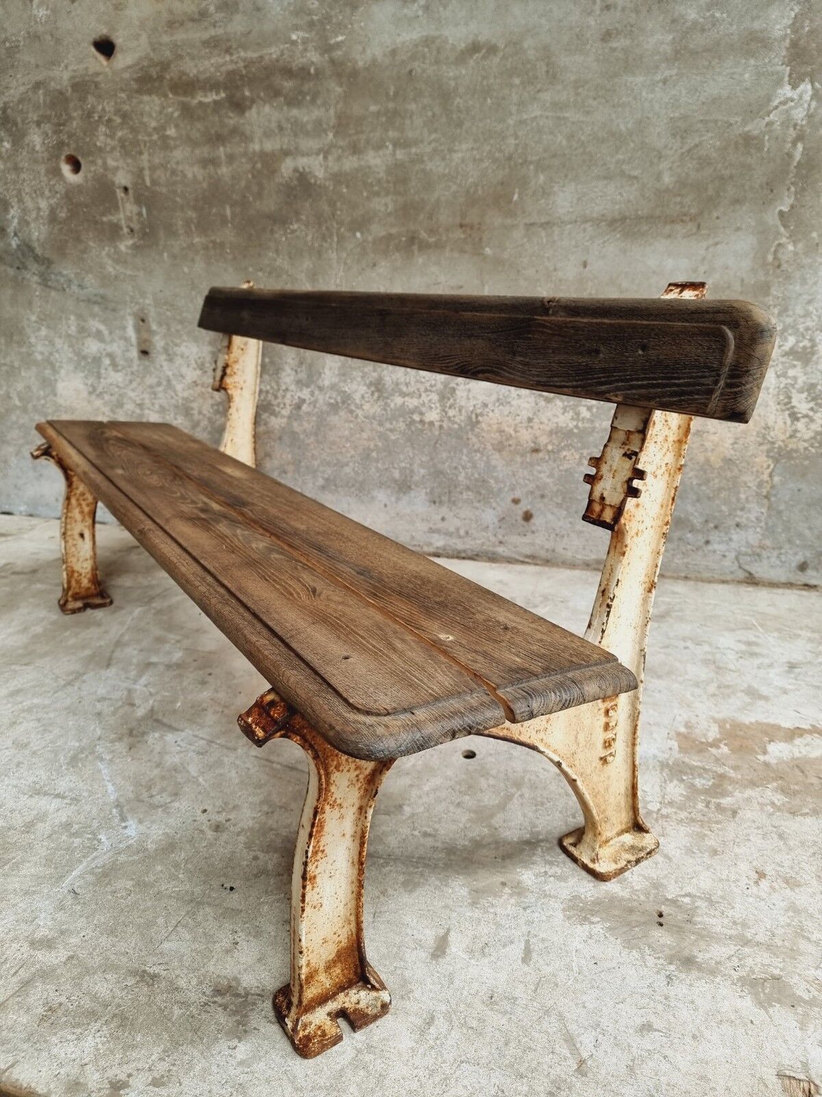 Old garden bench park bench oak with cast iron 160 cm