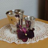 Timbale and egg cup set in silver.