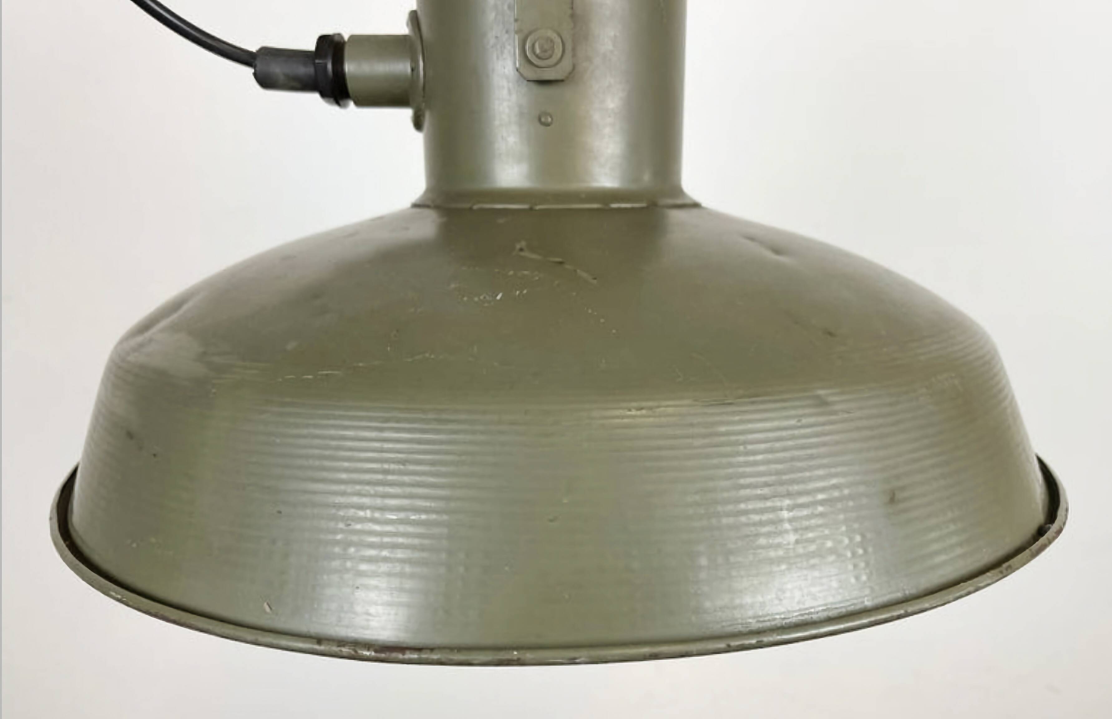 Vintage Green Army Pendant Lamp, 1960s