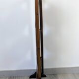 Table pliante vintage triple plateaux gravés en bois exotique 89 cm