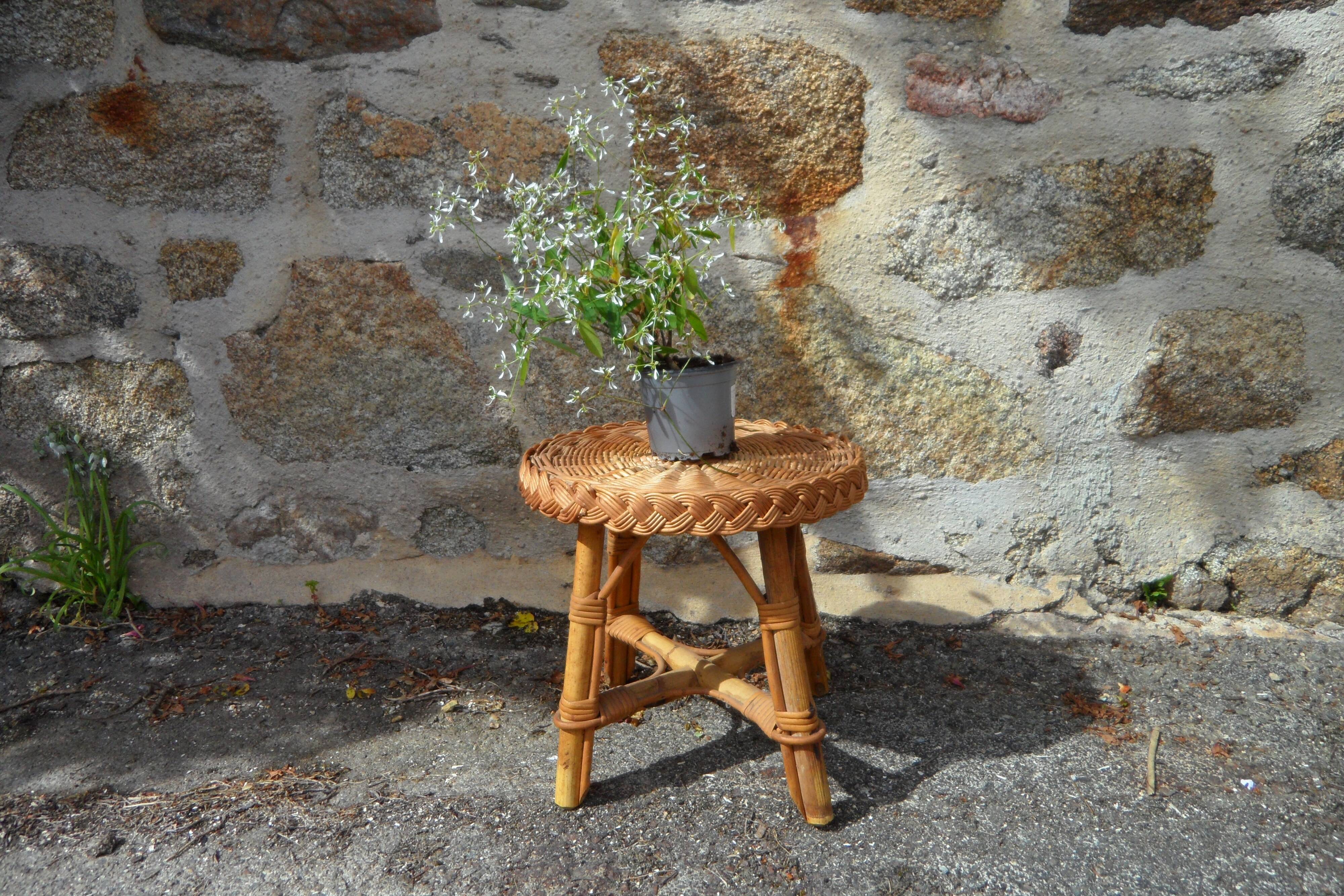 Tabouret en osier années 40