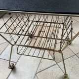 Coffee table with vinyl magazine holder 1960s