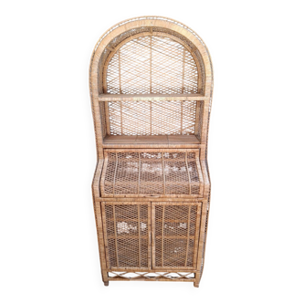 Vintage rattan wicker bookcase