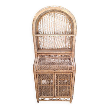 Vintage rattan wicker bookshelf