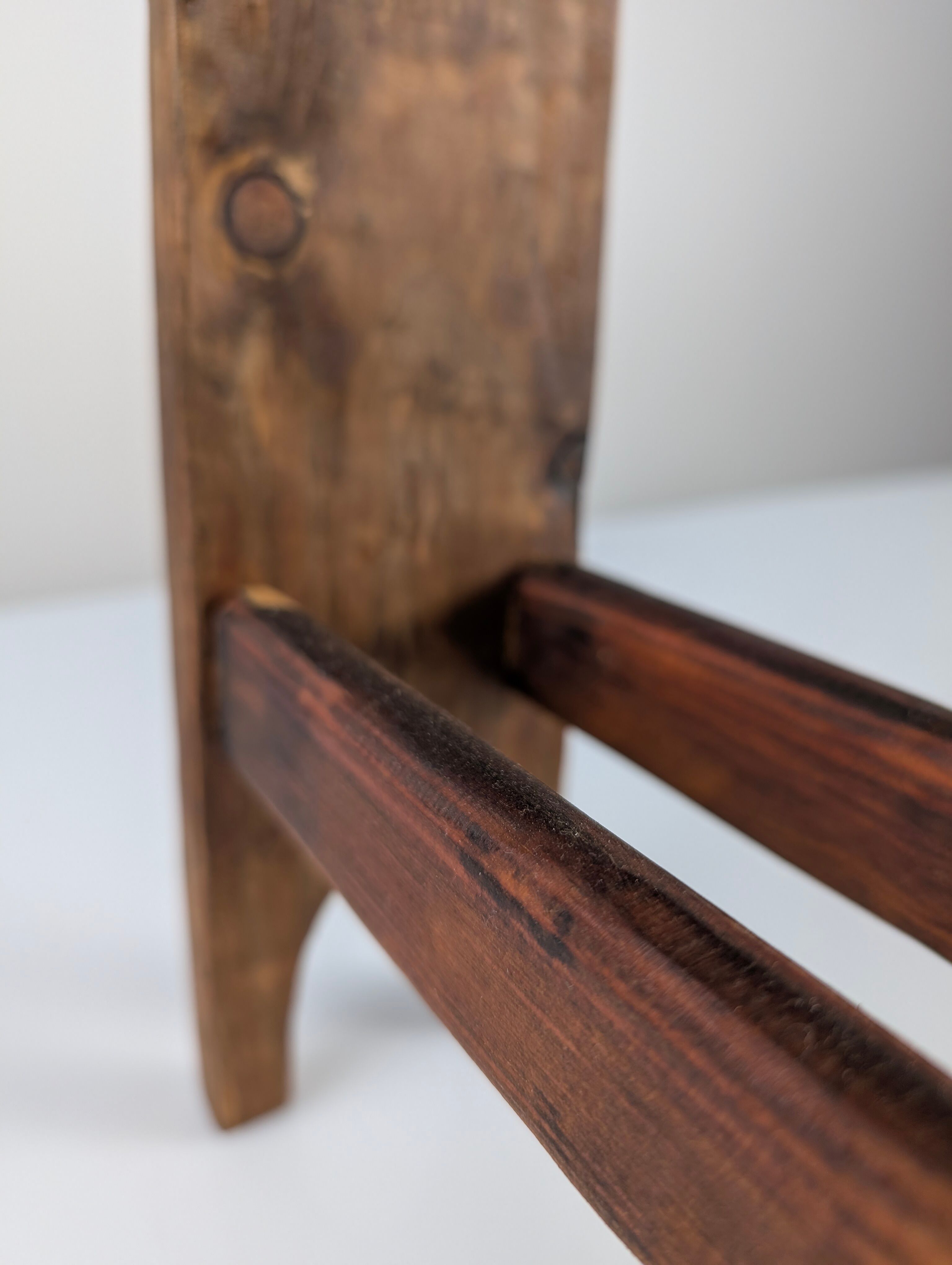 Wabi Sabi pine wood cowboy style stool, 1970s