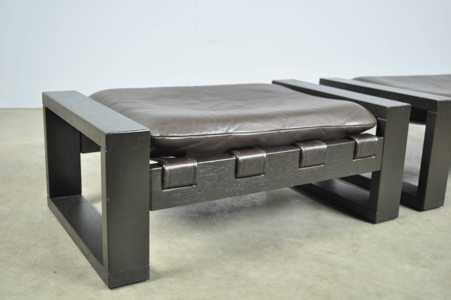 Sonja wasseur / brutalist leather footstools / netherlands 1970s