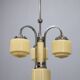 Art Deco nickel chandelier with cream glass cylinders, Czechoslovakia, 1930s